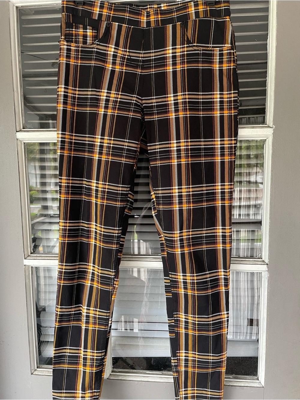 No Boundaries Black and Yellow Plaid Jeggings Pants